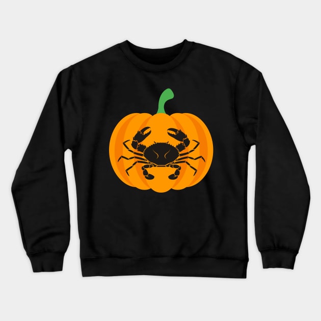 Halloween Jack O Lantern Cancer Zodiac Sign Crewneck Sweatshirt by EndlessDoodles